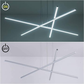 ROYAL PEARL 3 Light LED Pendant Light Modern Chandelier Linear Art Chandelier Adjustable Pendant Hanging Light Fixture for Living Dining Room Kitchen...